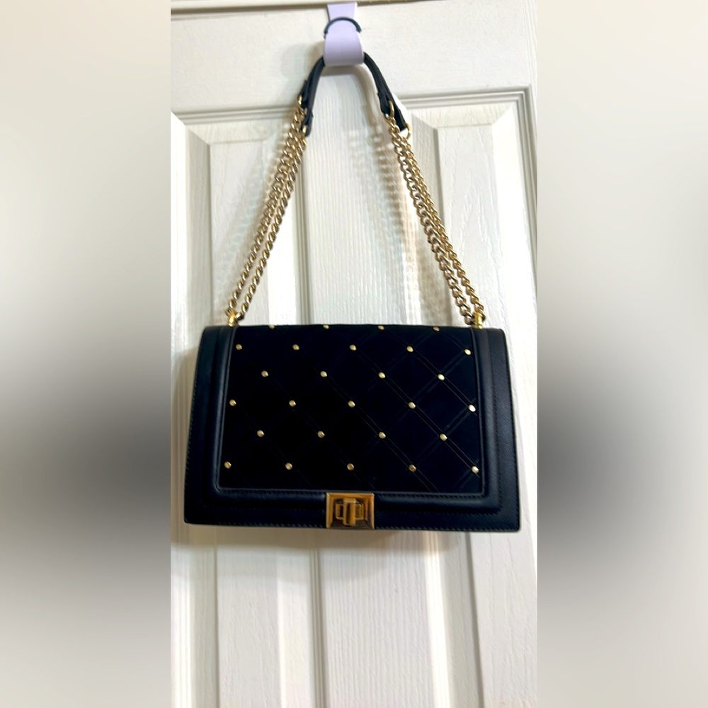 Inc black with gold studs bag